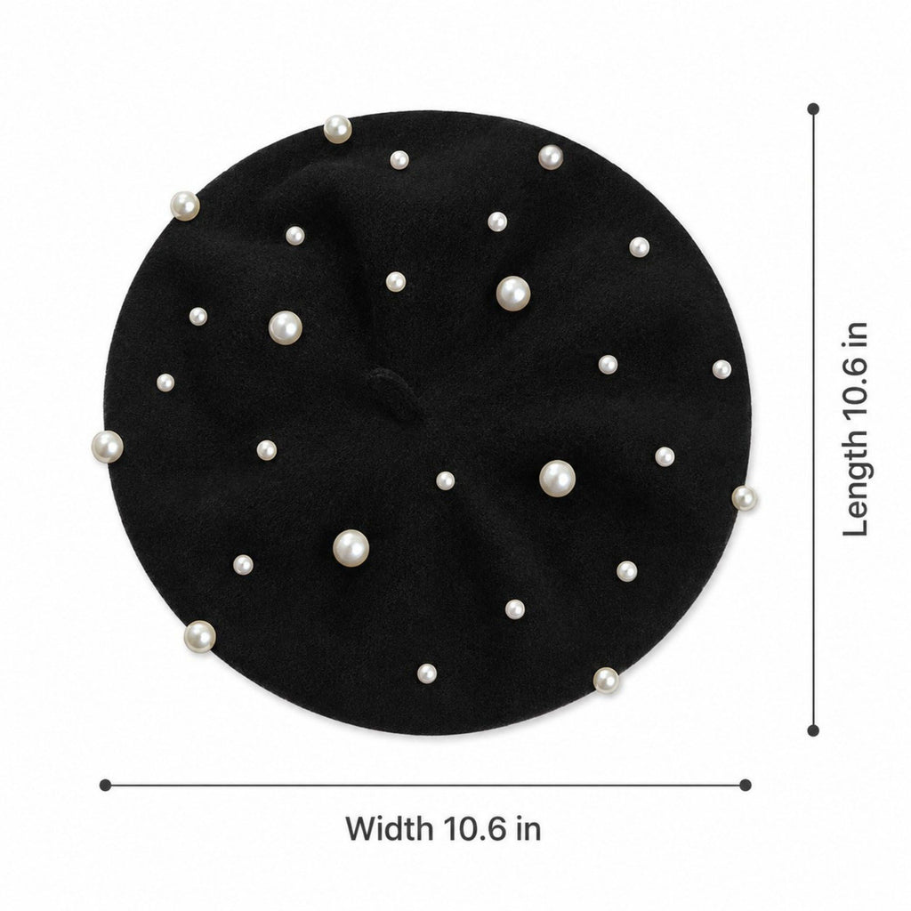 Pearl-Embellished Wool Knit Beret