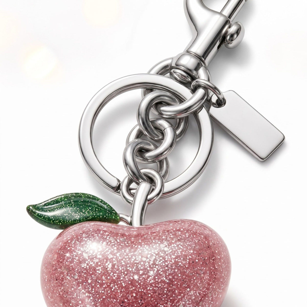 Glitter Apple Bag Charm Keychain with Lobster Clasp