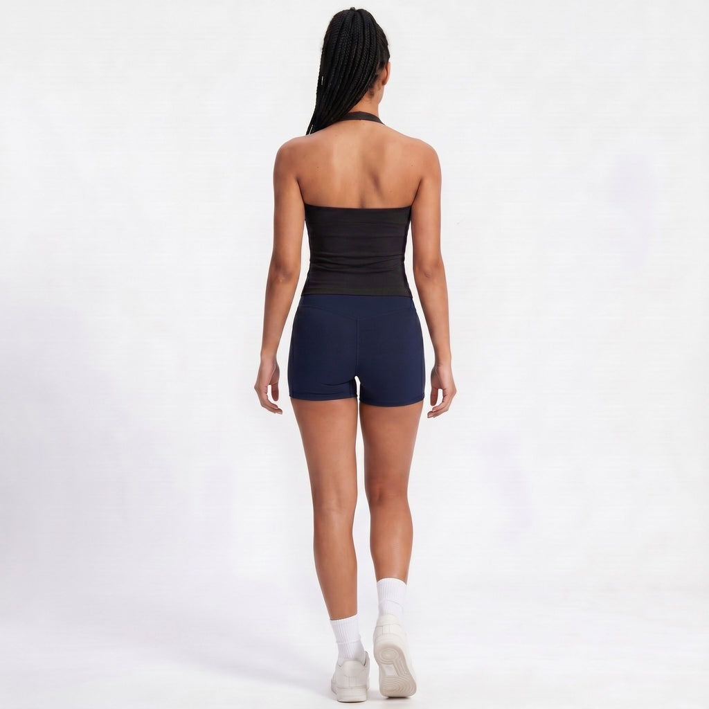 Padded Halter Wrap Front Longline Sports Bra Tank Top Workout Yoga Crop Top