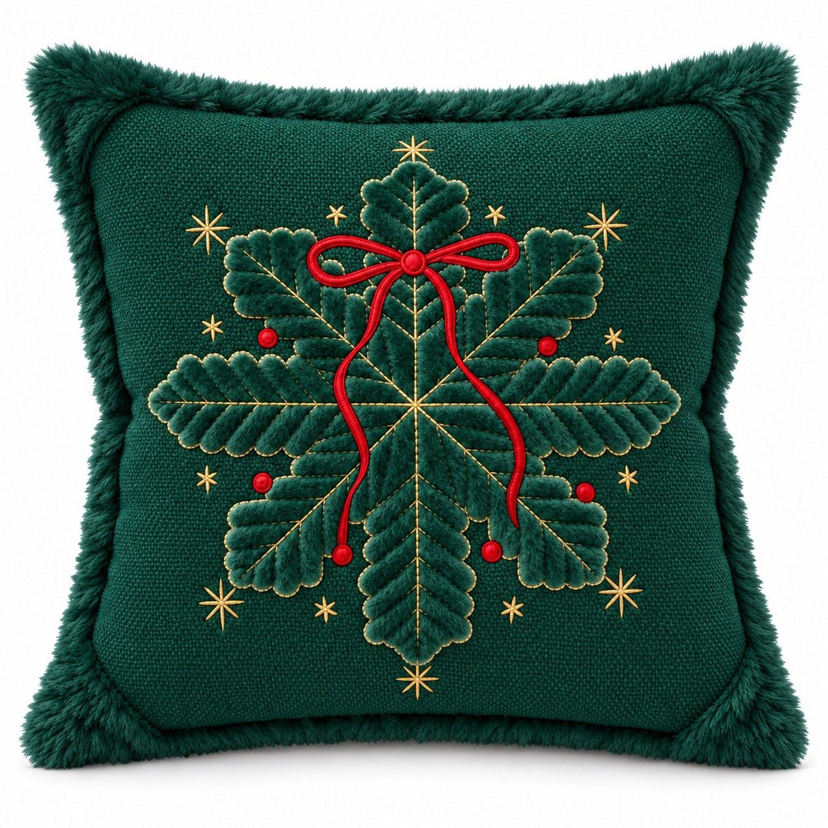 Christmas Embroidered Plush Throw Pillow Cover 18 x 18 Inch 1 Pack