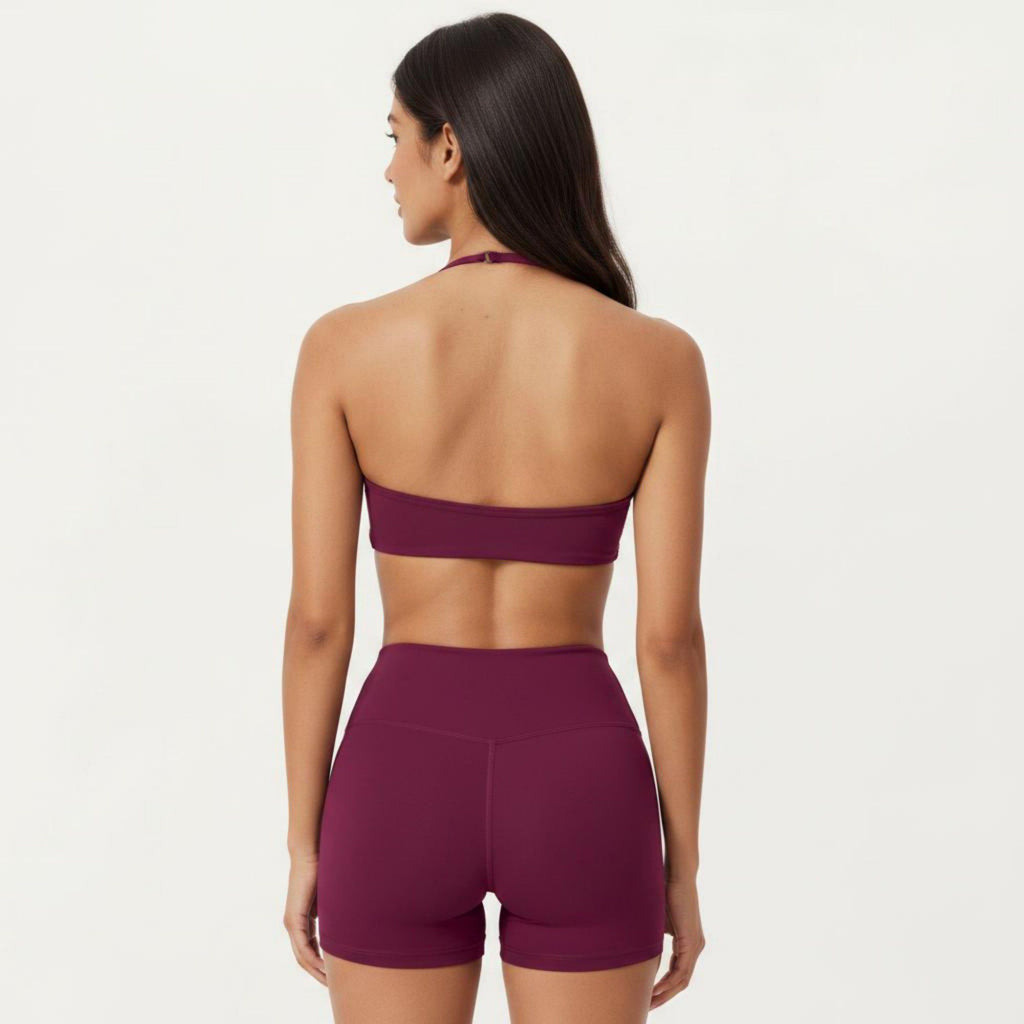 Anna-Kaci Active Women's Halter Sports Bra with Open Back and Smooth Stretch Athletic Fit