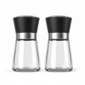 2-Piece Glass Salt and Pepper Grinder Set with Stainless Steel Accent