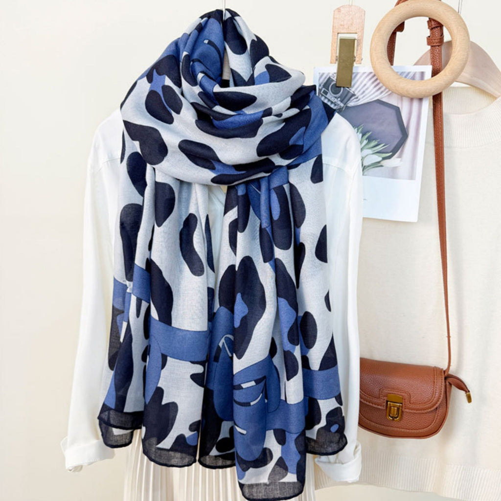 Anna-Kaci Women's Leopard Print Lightweight Scarf with Bow Accent Stripes and Sheer Draped Fabric for Effortless Everyday Style 33.5x71in