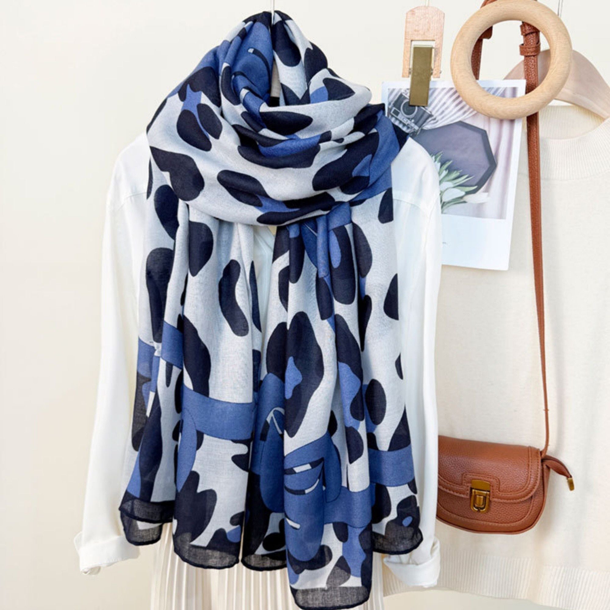 Anna-Kaci Women's Leopard Print Lightweight Scarf with Bow Accent Stripes and Sheer Draped Fabric for Effortless Everyday Style 33.5x71in