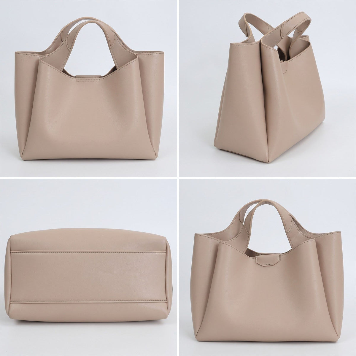 Structured Tote Handbag with Top Handles and Detachable Shoulder Strap