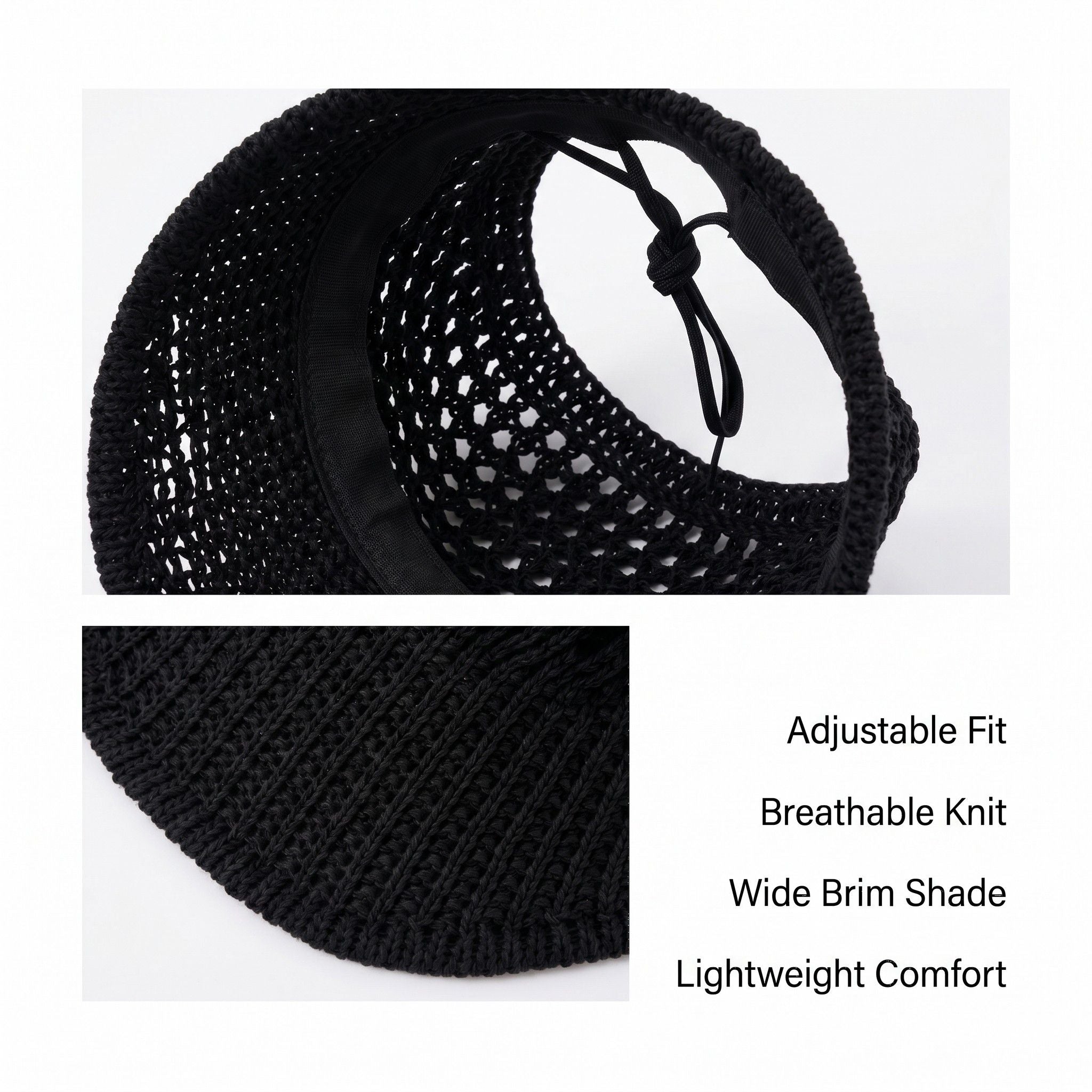 Crochet Bucket Hat Summer Knit Sun Hat Breathable Lightweight Beach Cap