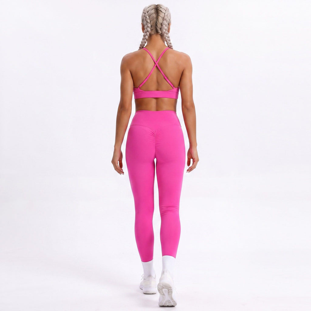 V Neck Cross Back Sports Bra Adjustable Strap Workout Top
