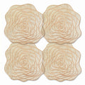 4 Piece Metallic Floral Placemat Set Decorative PVC Heat Resistant Table Mats