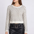 Wavy Stripe Pointelle Cropped Knit Sweater