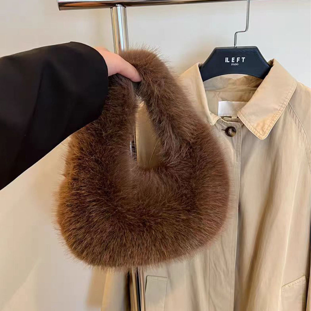 Anna-Kaci Women's Cute Plush Fur Handbag with Soft Texture