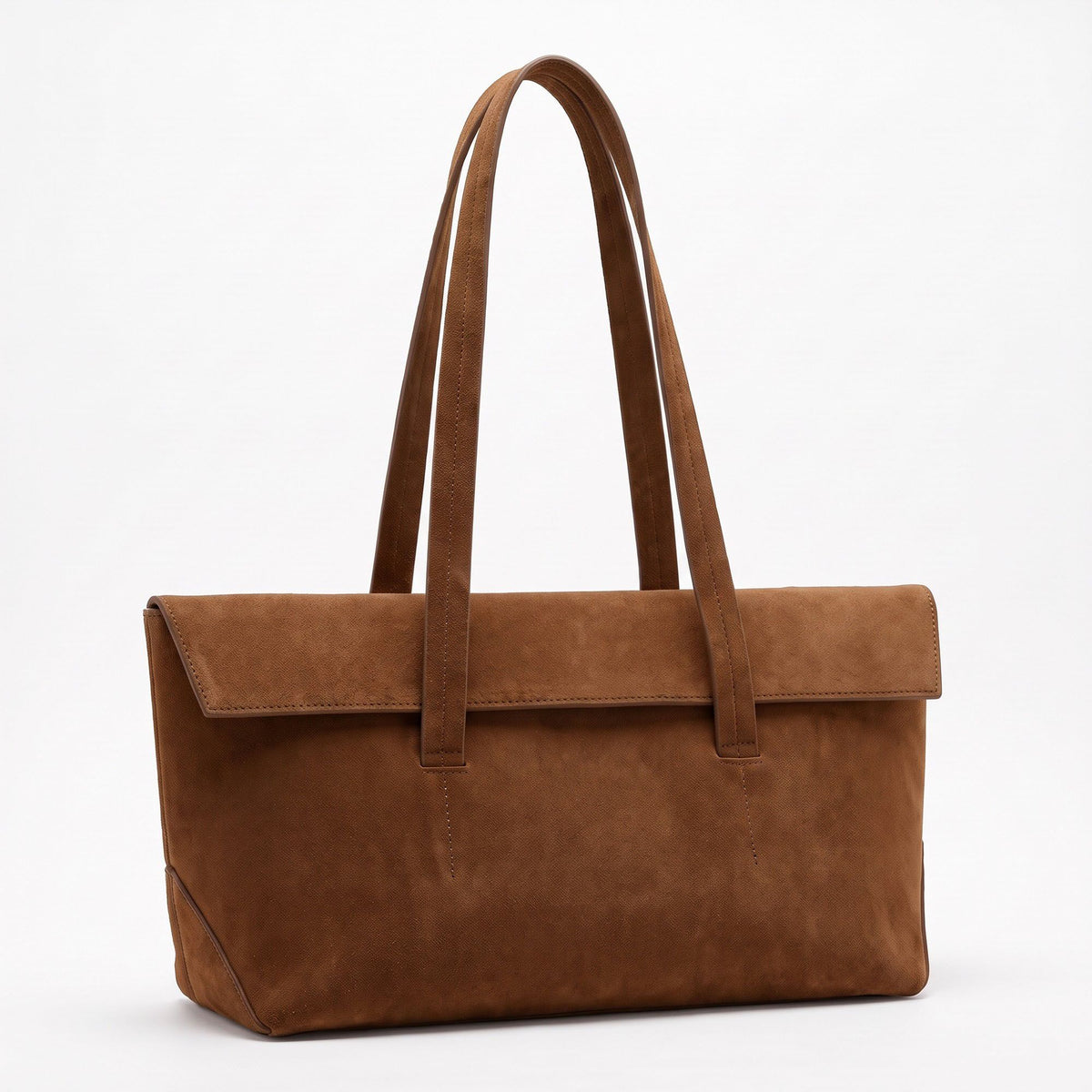 Large Shoulder Tote Bag with Foldover Flap and Interior Pockets