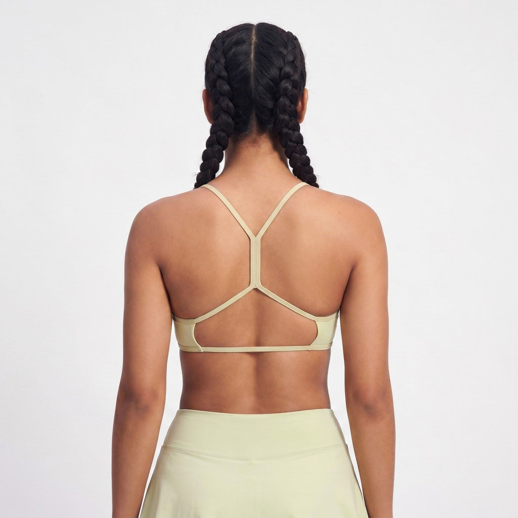 Padded Strappy Back Sports Bra Tank Top Scoop Neck Workout Yoga Crop Top