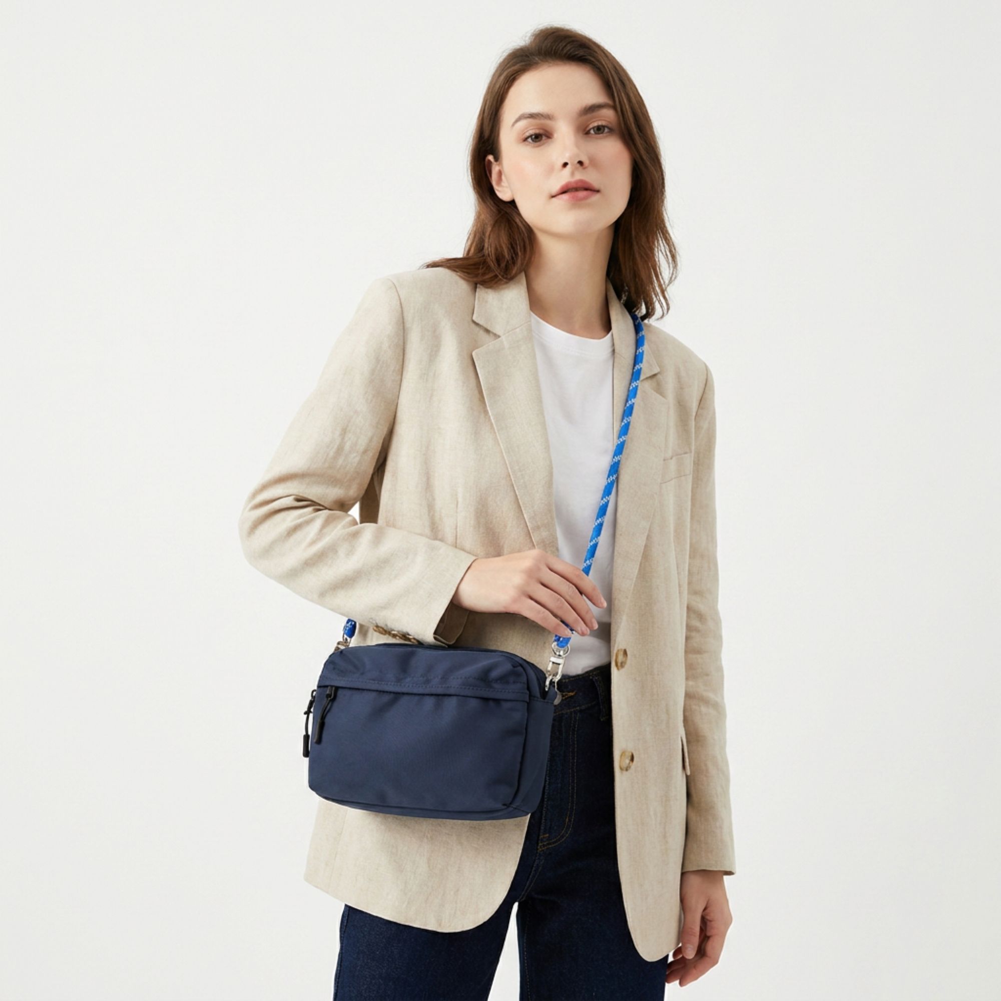 Small Nylon Crossbody Bag with Rope Strap