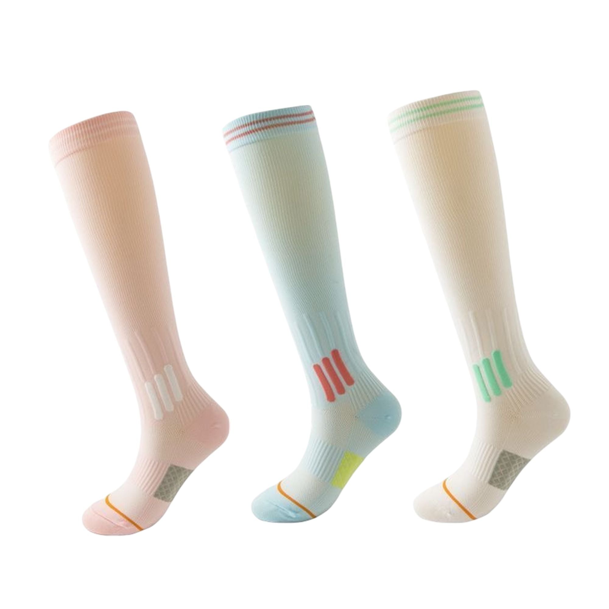 Anna-Kaci 3-Pair Set Knee-High Compression Athletic Socks Breathable Anti-Slip Support Design for Running and Jump Rope