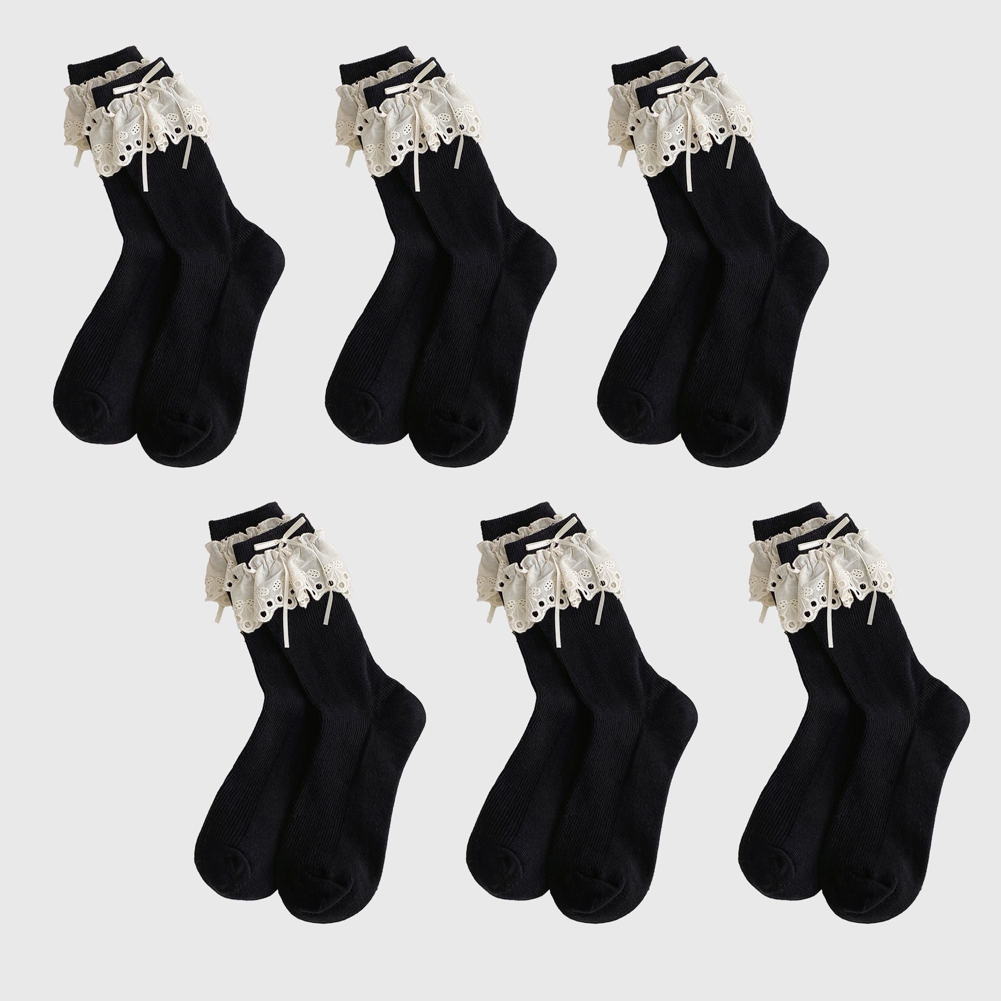 Anna-Kaci Women's Summer Ruffled Lace - Trim Ankle Socks 6Pk