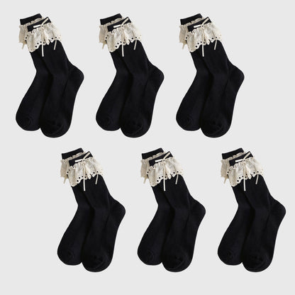 Anna-Kaci Women's Summer Ruffled Lace - Trim Ankle Socks 6Pk