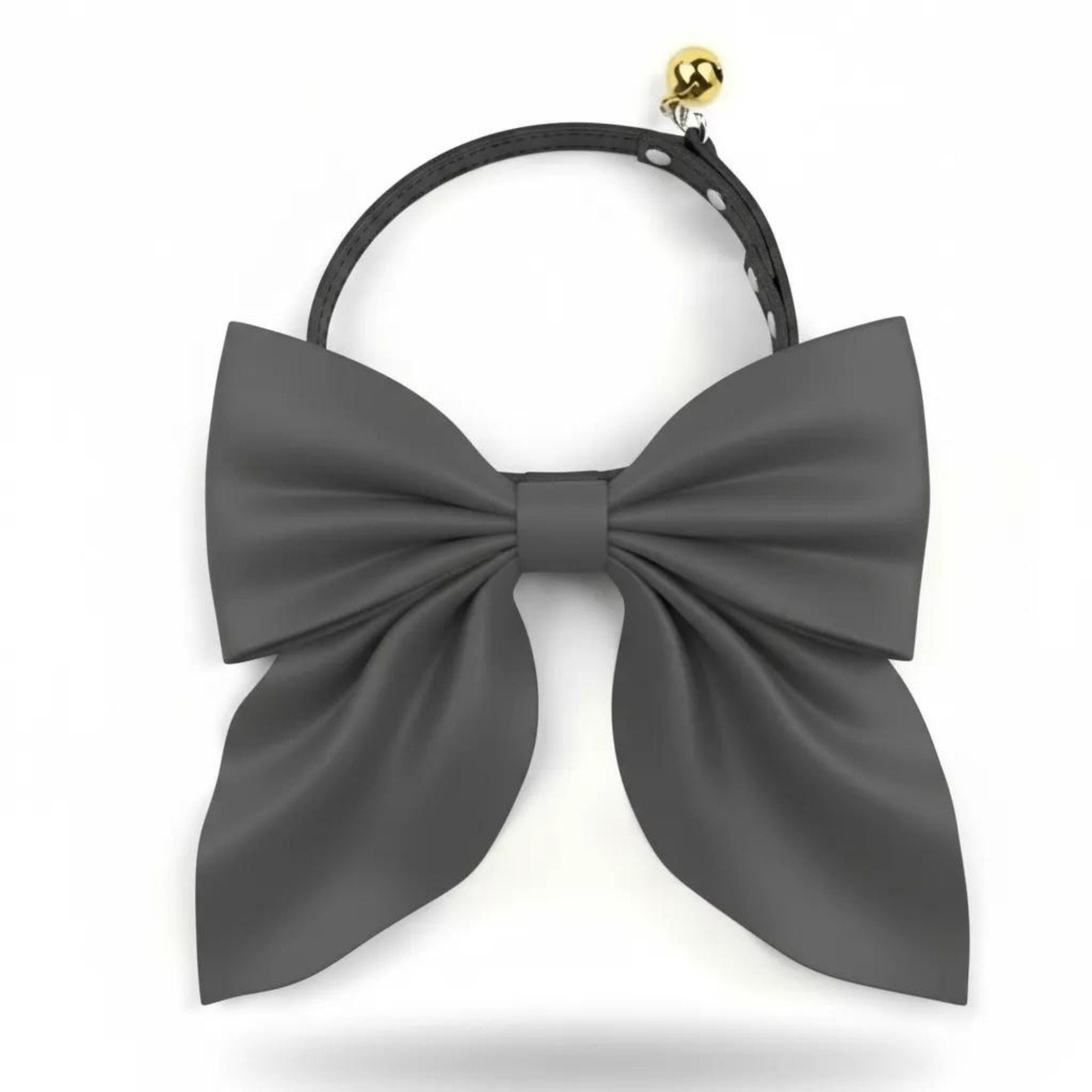 Pet Bow Collar Soft Adjustable Satin Bow Tie with Bell Detail Elegant Neck Accessory