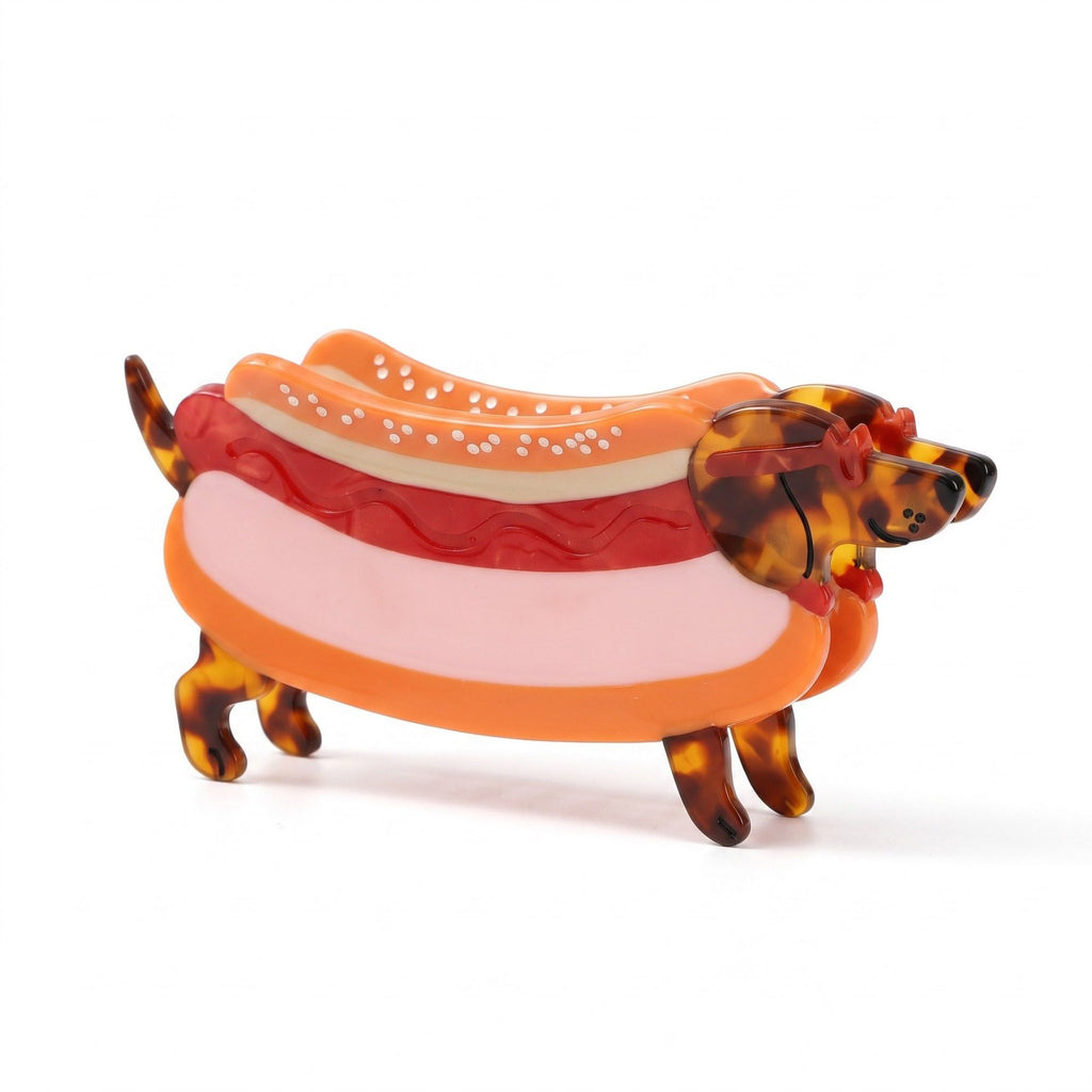 3pc Dachshund Dog Hair Claw Clip Set Tortoiseshell Puppy Hair Accessories
