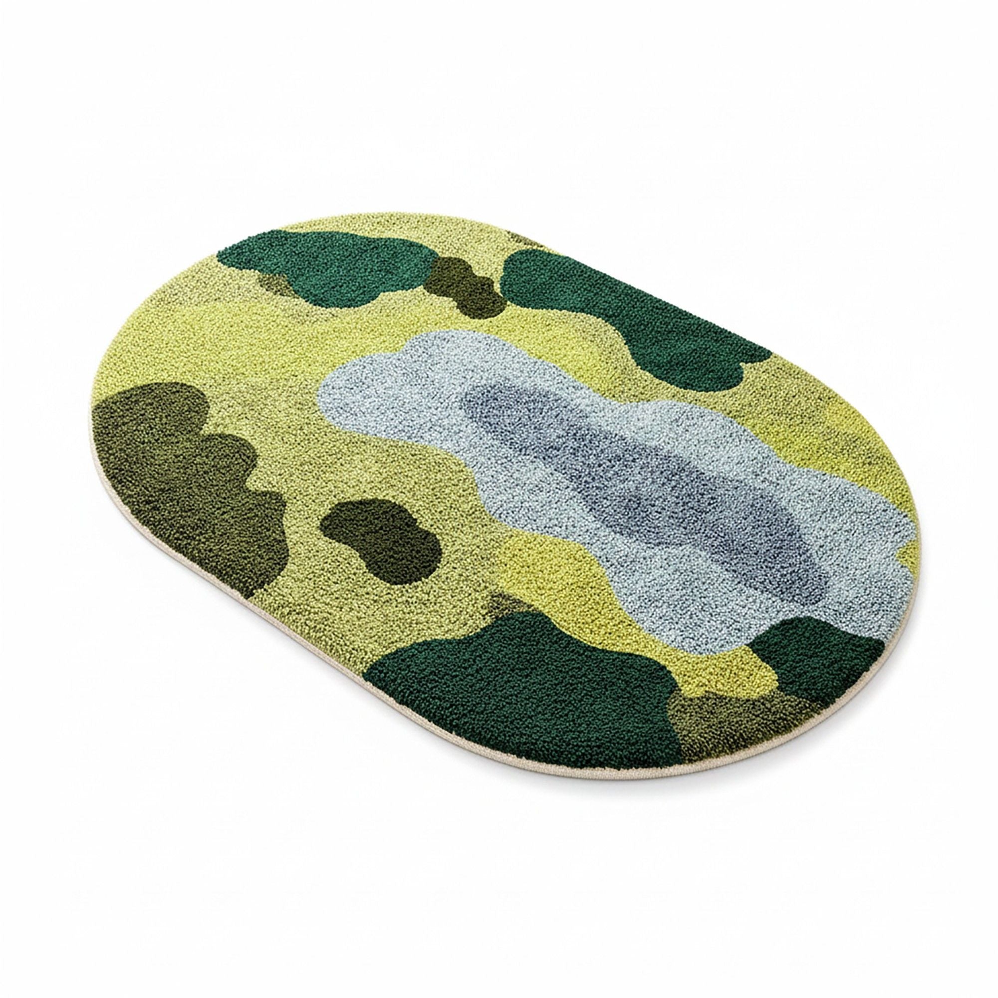 Abstract Tufted Floor Mat Soft Plush Irregular Shape Non Slip Backing Decorative Indoor Rug Modern Pattern