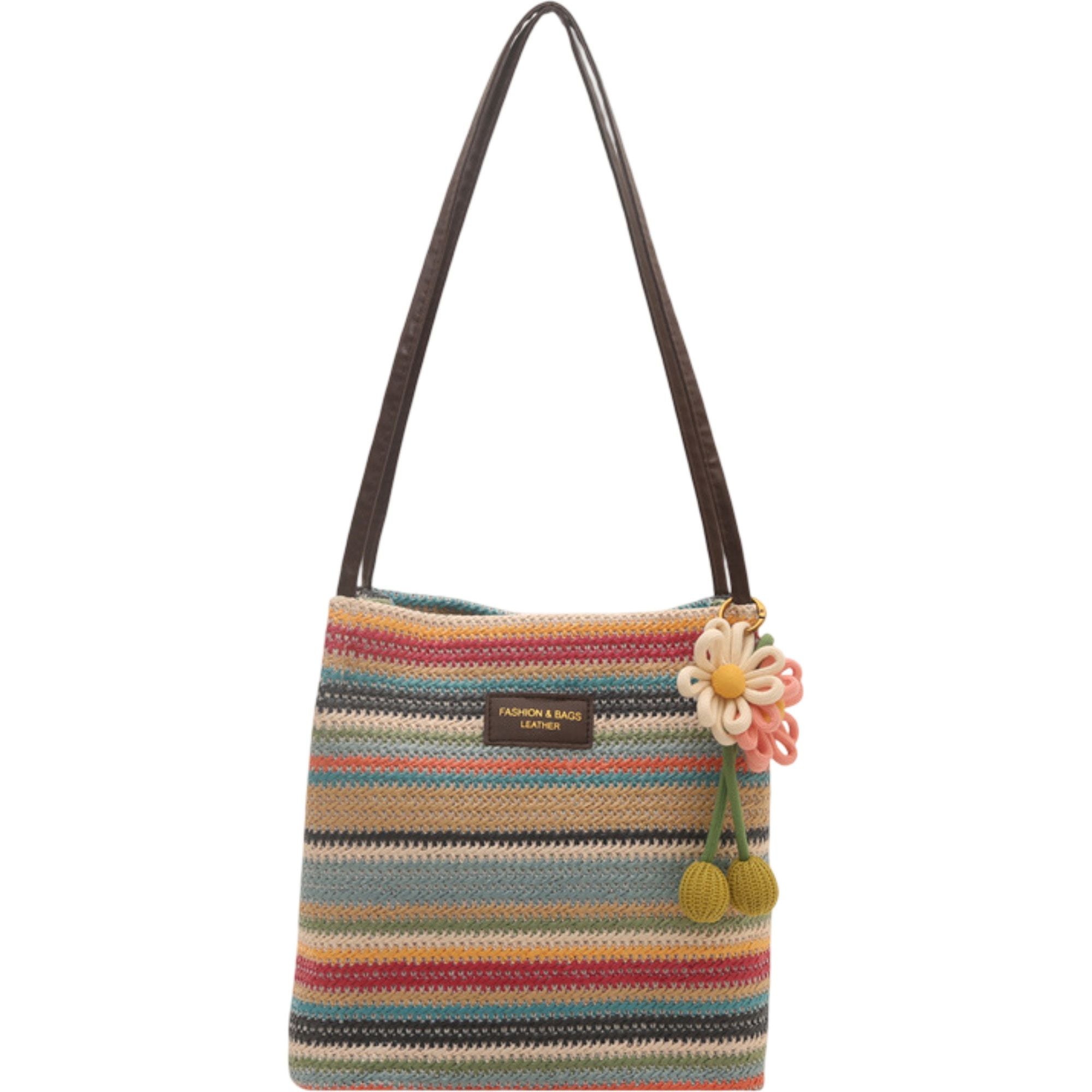 Woven Polyester Tote Bag with Magnetic Closure and Long Shoulder Straps