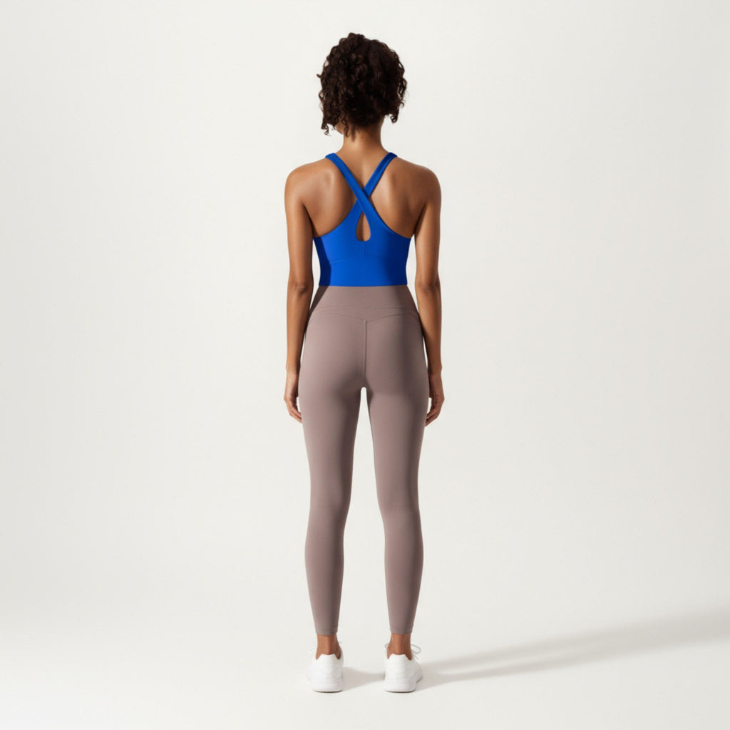 Anna-Kaci Active Women's Cross Back Sports Tank Top with Scoop Neckline and Wide Supportive Band