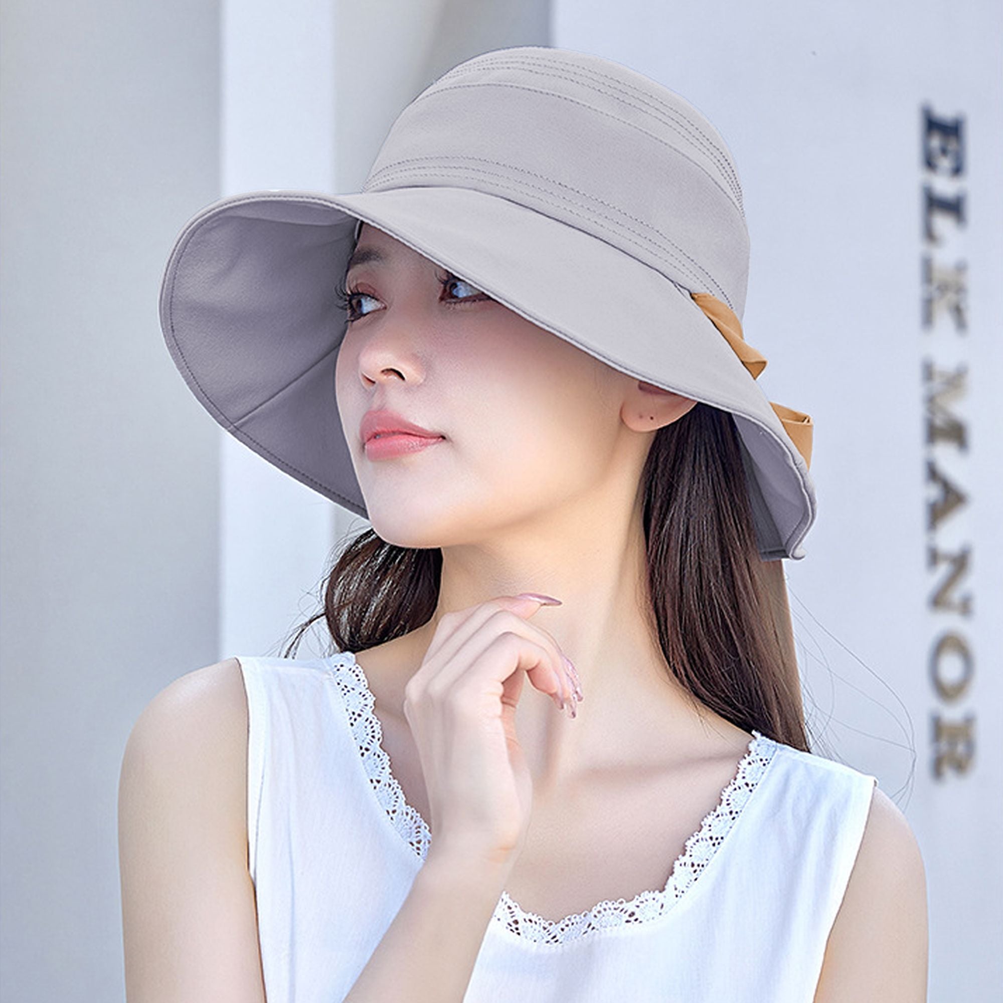 Anna-Kaci Foldable Wide - Brim Sun Hat with Bow Accent