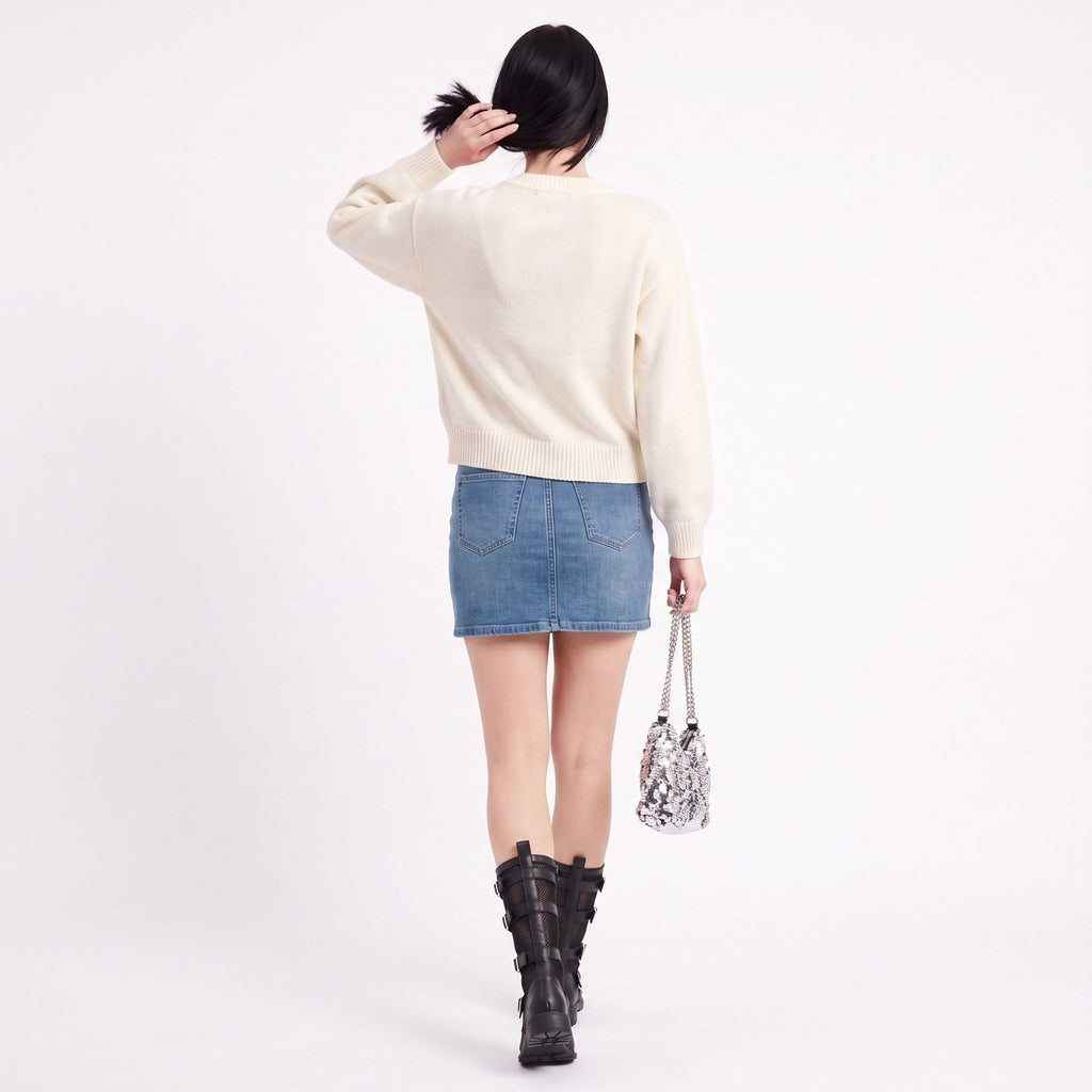 Tie-Front Long Sleeve Cropped Knit Cardigan