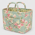 White storage organizer with floral and quilted