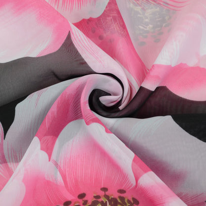 Floral Print Chiffon Scarf Lightweight Sheer Shawl Wraps Scarves for Women 19.69 x 63 inches