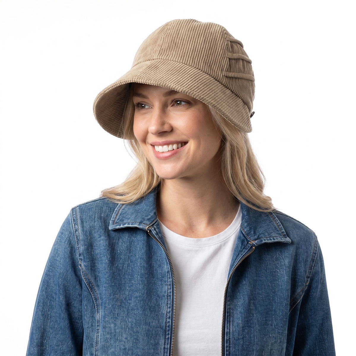 Corduroy Bucket Hat Wide Brim Adjustable Fit Casual Fall Winter Hat