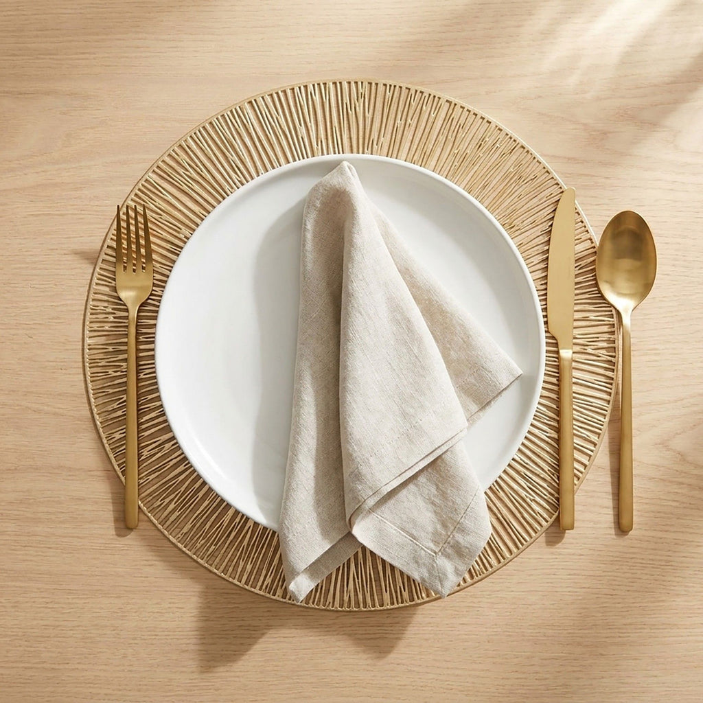 4-Pack Metallic Round PVC Placemats Heat Resistant Textured Table Mats