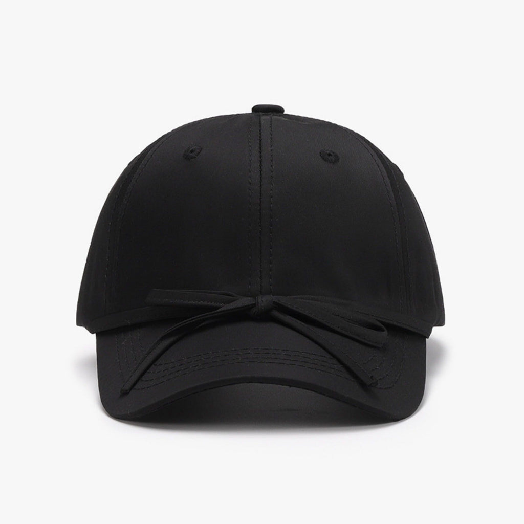 Women's Baseball Cap with Bow Tie Detail Adjustable Strap Casual Hat