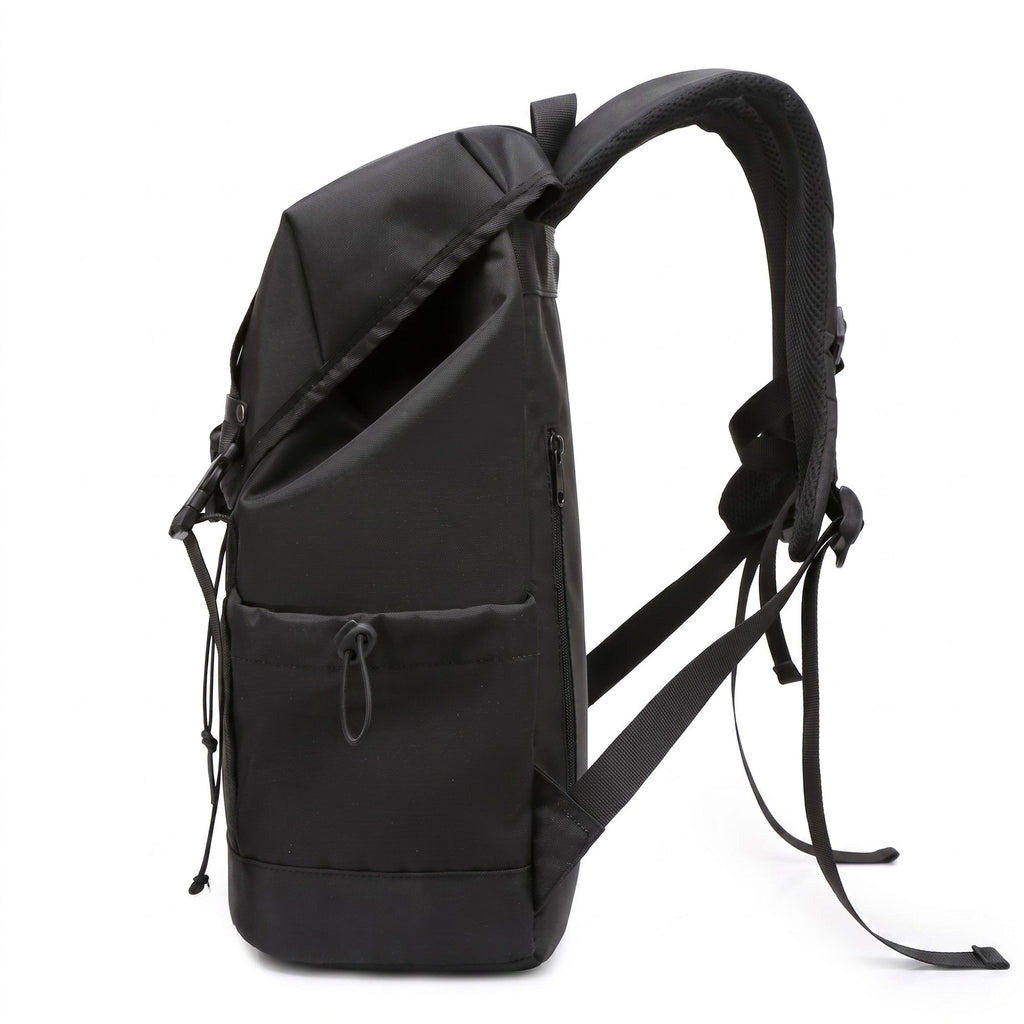 Large Flap Backpack with Drawstring Closure Buckle Straps Side Pockets and Padded Shoulder Straps