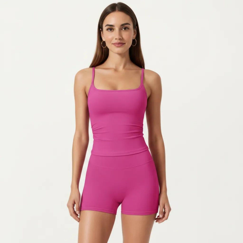 Anna-Kaci Active Women's Spaghetti Strap Active Cami Top with Square Neck and Smooth Stretch Fit