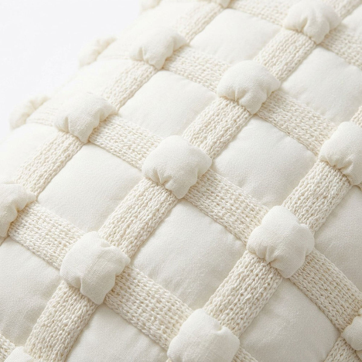Textured Woven Grid Square Decorative Throw Pillow Cover