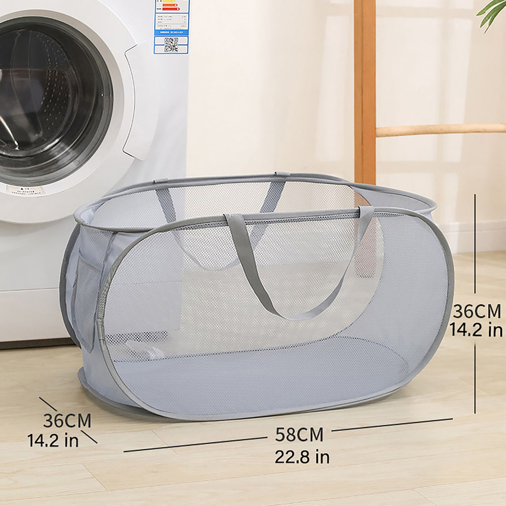Collapsible Mesh Laundry Basket Large Capacity Pop Up Hamper Foldable Clothes Storage Bin