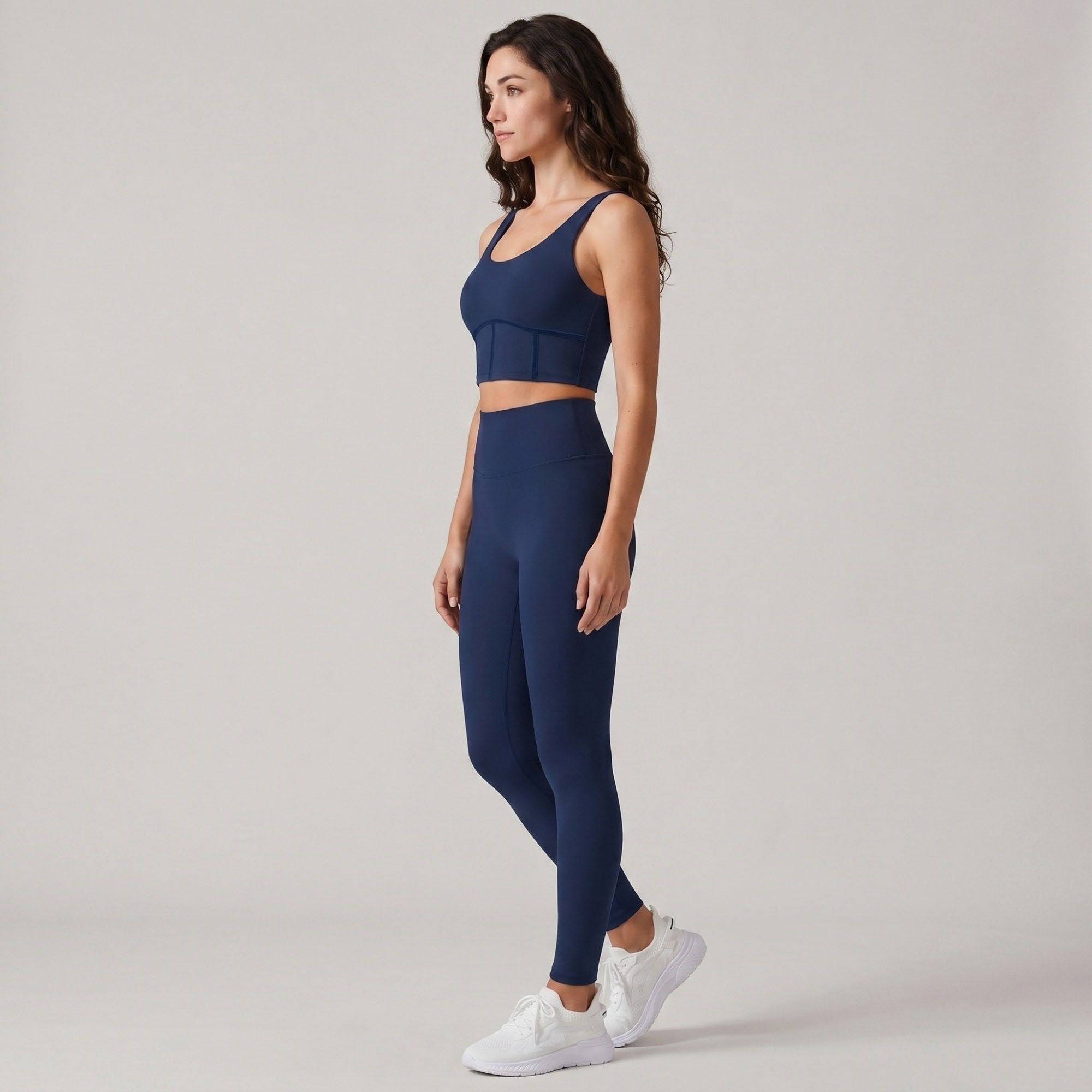 Padded Sleeveless Longline Sports Bra Tank Top Scoop Neck Workout Yoga Crop Top