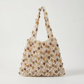 Beaded Shoulder Bag with Open Macrame Design and Double Strap