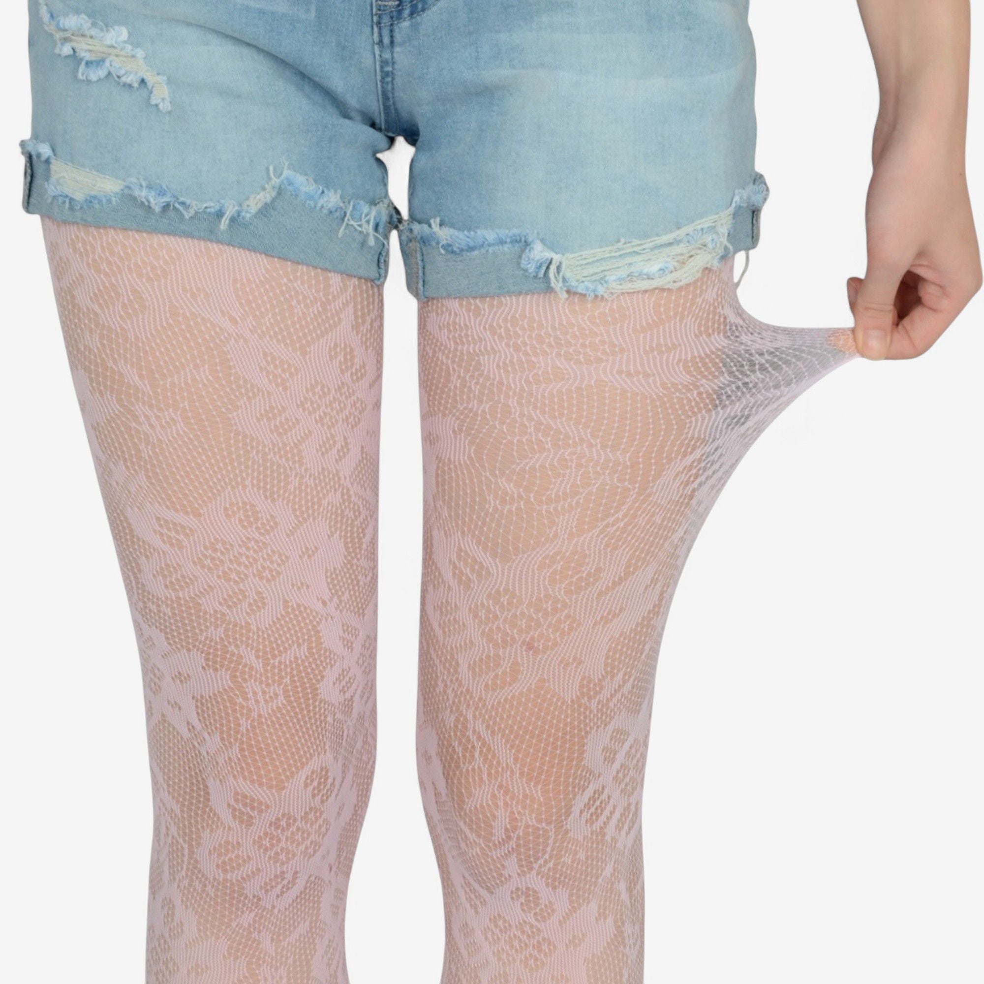 Anna-Kaci Women's 2-Pair Floral Lace Pattern Sheer Tights with Stretch Fit Suitable Height 5'1-5'8