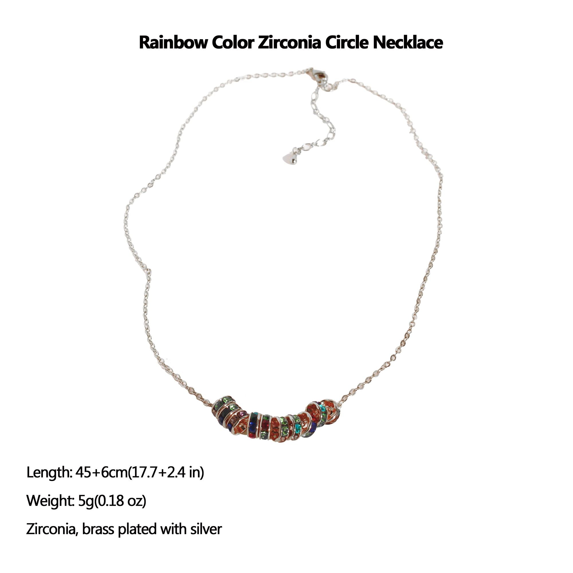 Women's Rainbow Zirconia Circle Necklace