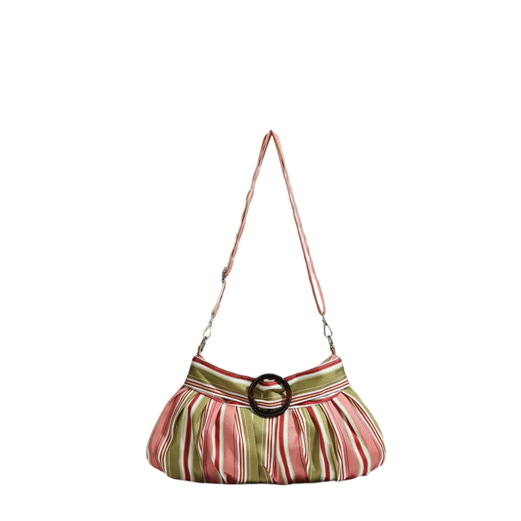 Striped Shoulder Bag for Women, Slouchy Underarm Purse with Adjustable Strap
