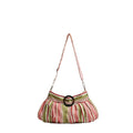 Striped Shoulder Bag for Women, Slouchy Underarm Purse with Adjustable Strap