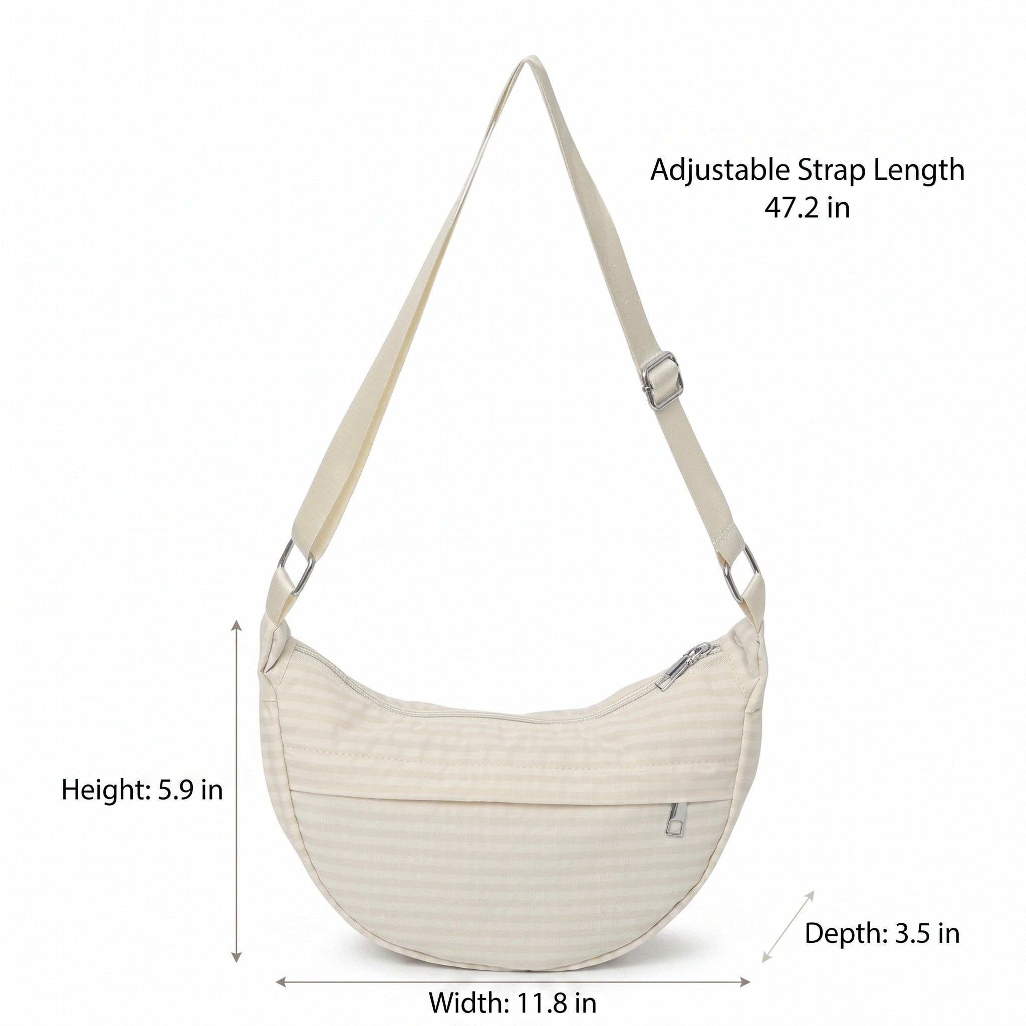 Plaid Nylon Crescent Shoulder Bags with Adjustable Strap Lightweight Casual Crossbody Bag