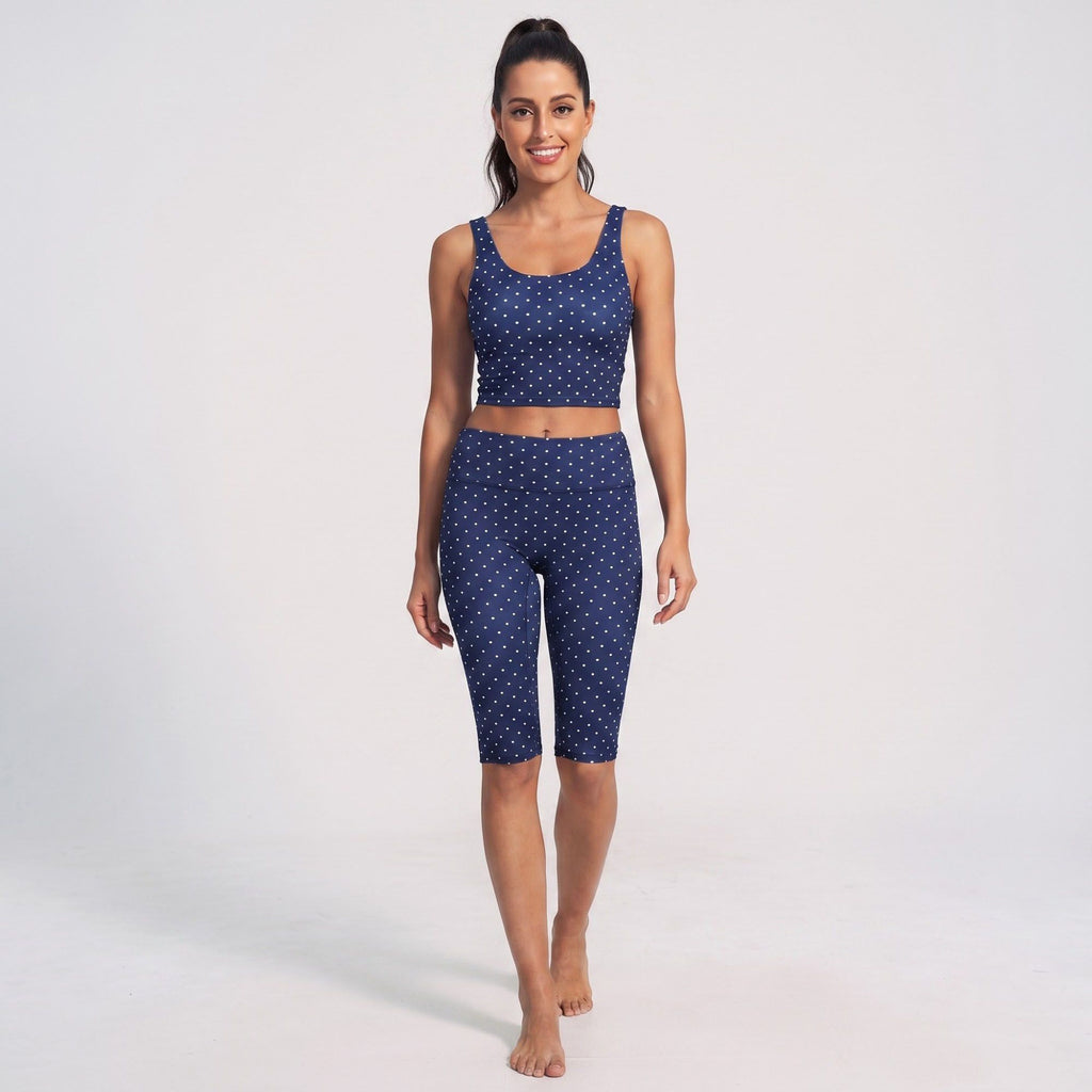 Polka Dot Foldover Waist Capri Leggings Fitted Cropped Yoga Pants for Dance Gym Workouts
