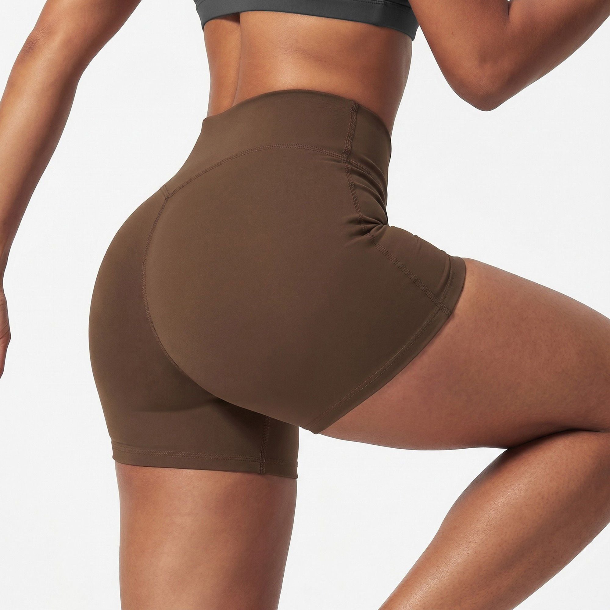 High Waist Workout Biker Shorts Wide Waistband Yoga Training Active Shorts