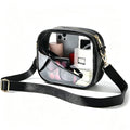 Clear Crossbody Bag with Front Zipper Pocket, Structured Trim and Adjustable Removable Shoulder Strap