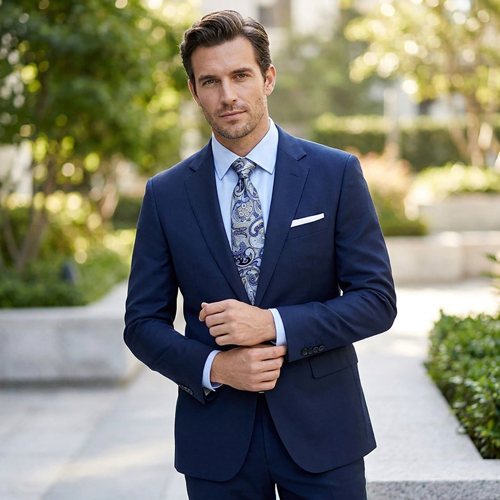 Men's Paisley Tie Gift Set with Matching Pocket Square Cufflinks and Silver Tie Clip