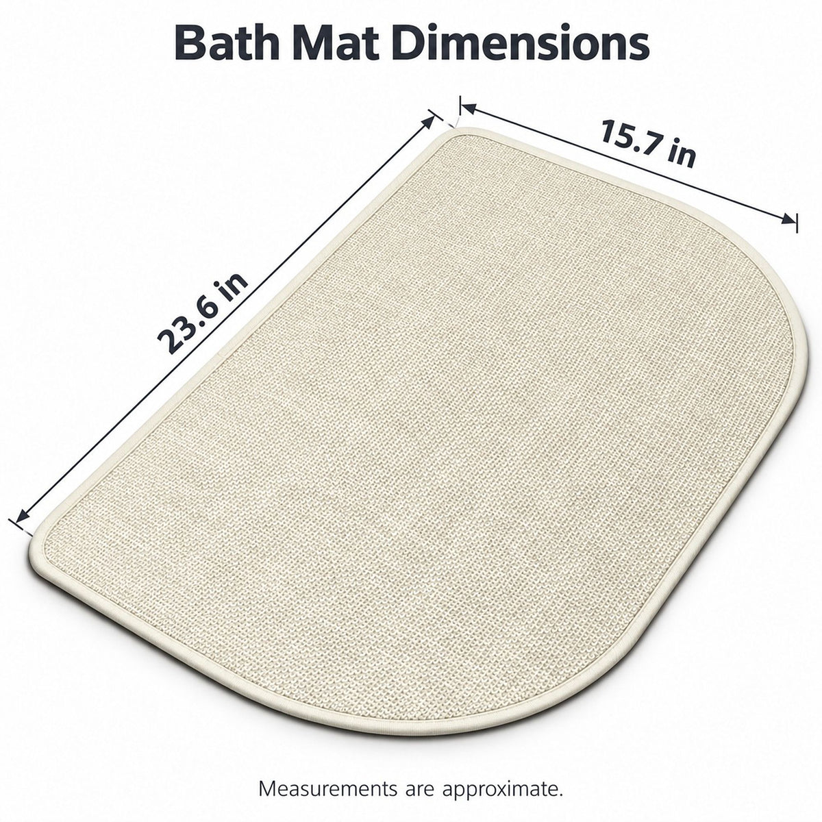 Absorbent Linen Look Bath Mat with Non Slip Backing