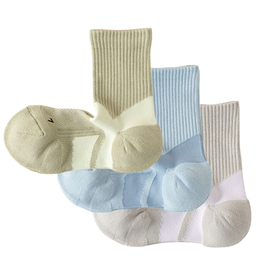Anna-Kaci Women's 3-Pair Pack Cushioned Sports Crew Socks with Arch Support Mesh Panels and Ankle Compression