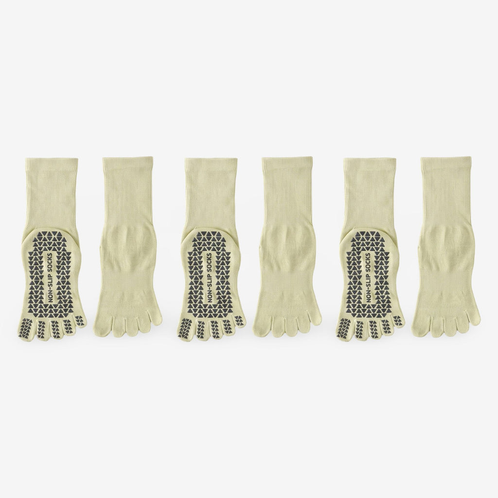 Non-Slip Five-Toe Yoga Socks for Fitness and Exercise 3 Pack